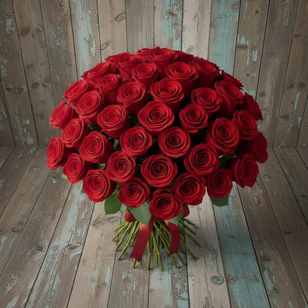Букет 55 Красных роз Фридом в Поселок кирпичного завода
