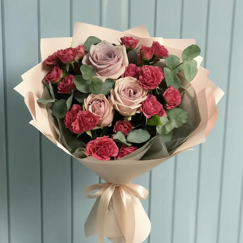 Букет цветов из: Гвоздики и Розы в Поселок кирпичного завода