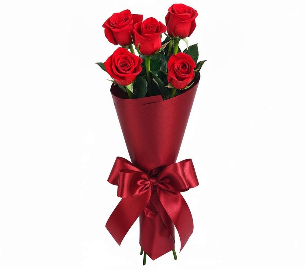 Букет 5 Красных роз Эдлесс Лав в Поселок кирпичного завода