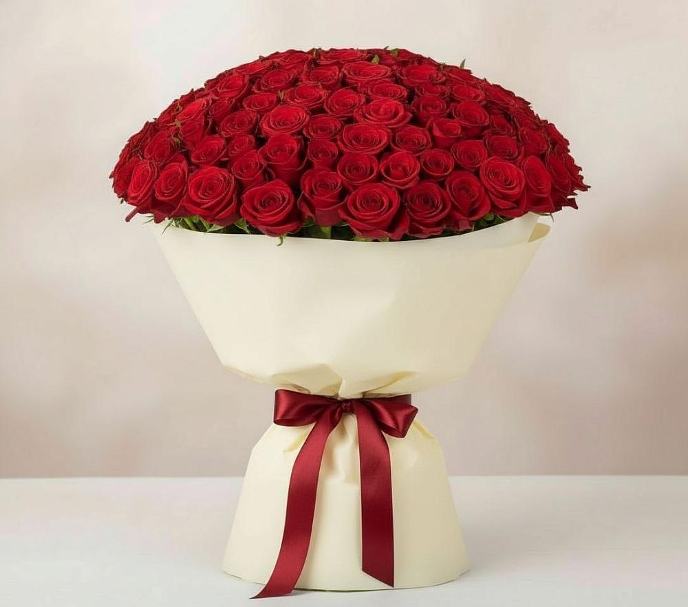 Букет 101 Красная роза Милано в Поселок кирпичного завода