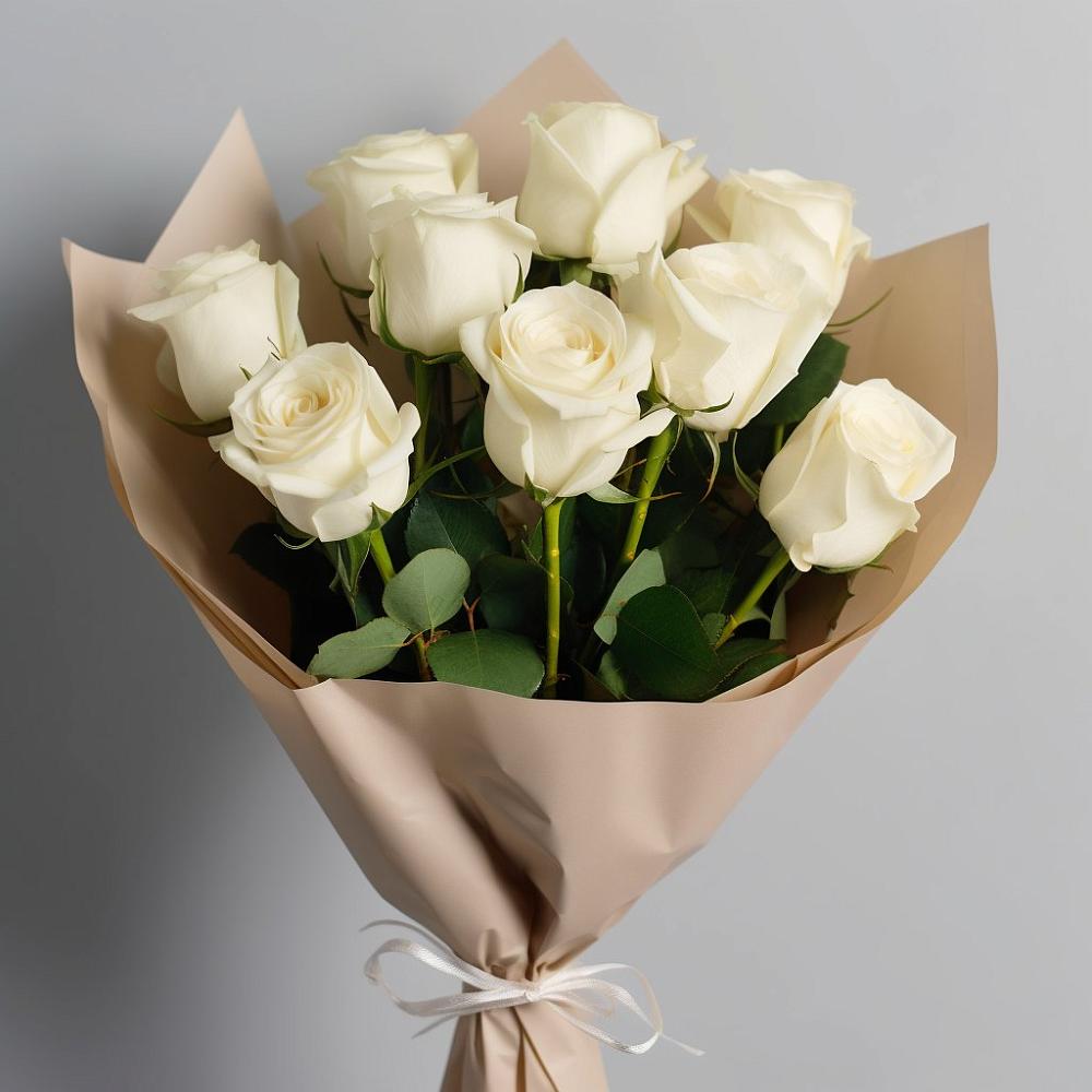 Букет 9 Белых роз Эдлесс Лав в Поселок кирпичного завода
