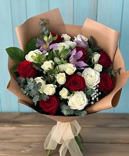Букет цветов из:  Розы и Альстромерии в Поселок кирпичного завода
