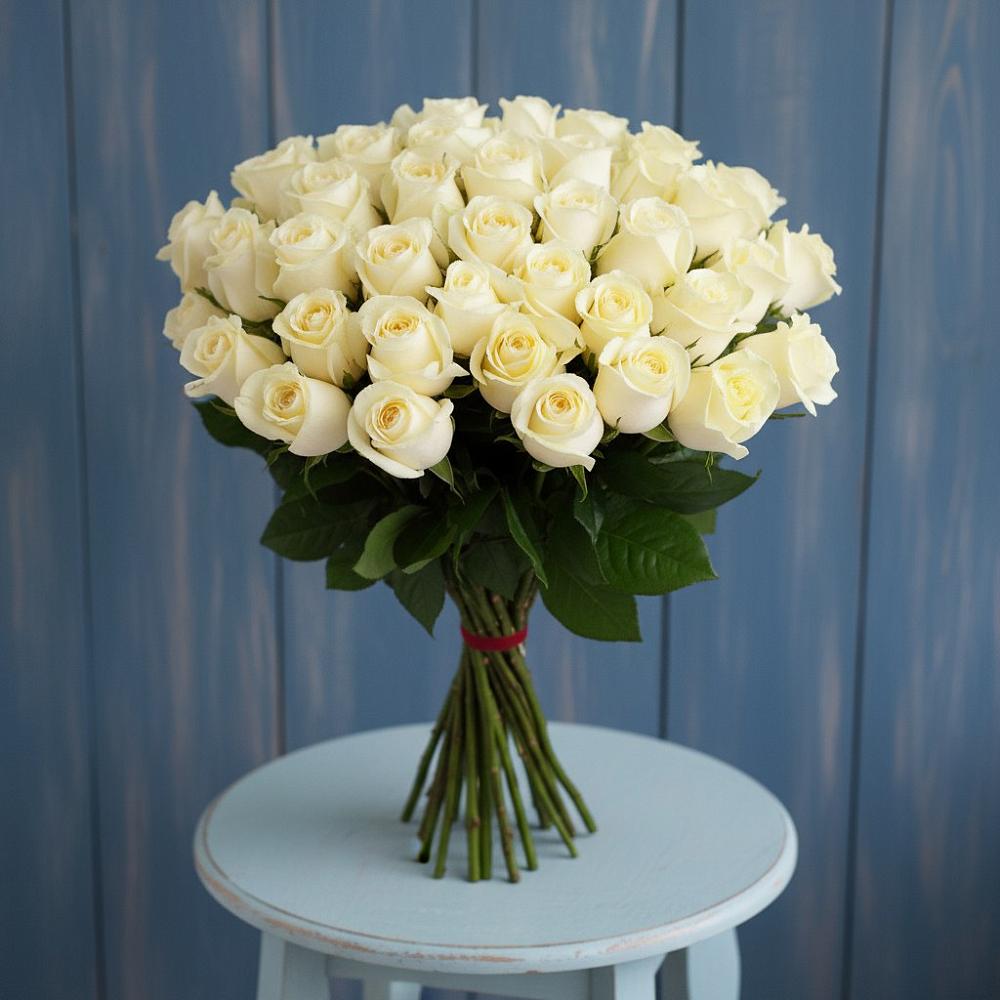 Букет 51 Белая роза Эдлесс Лав в Поселок кирпичного завода