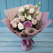 Букет цветов из:  Розы и Лизиантусы в Поселок кирпичного завода