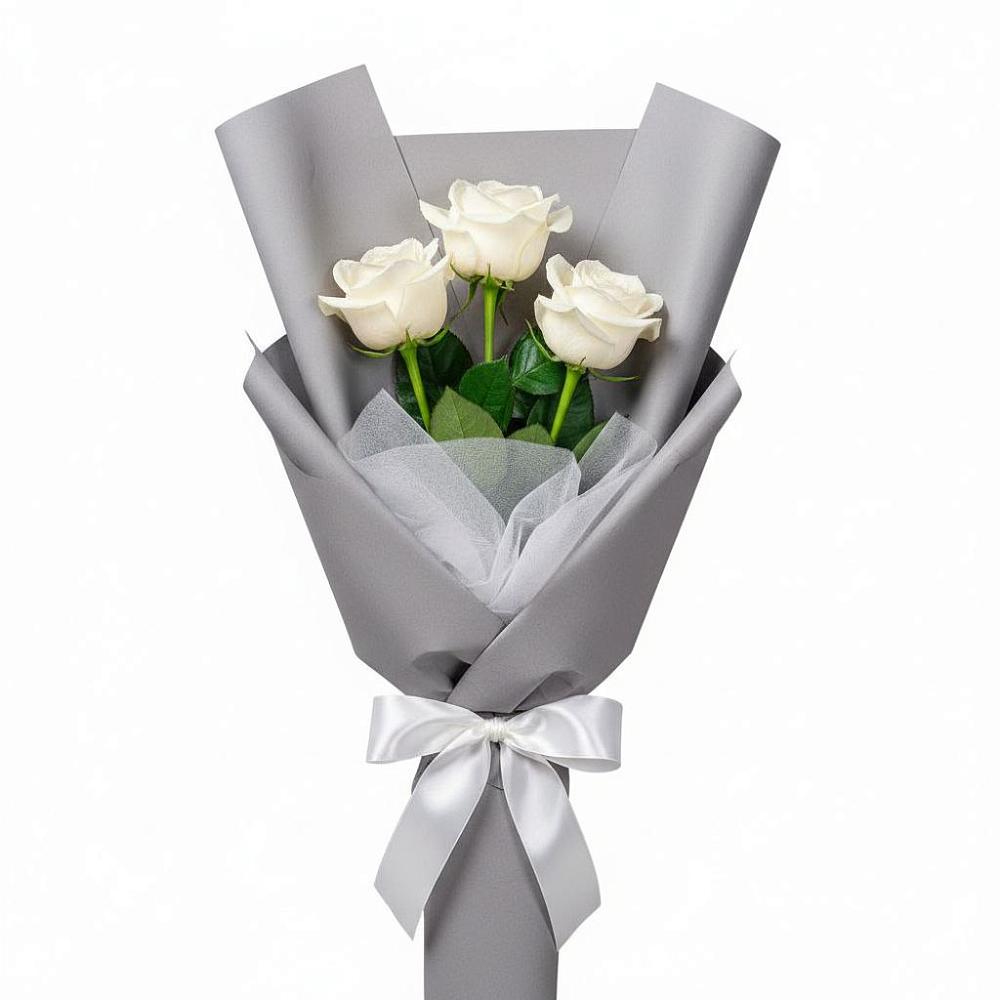 Букет 3 белые розы в Поселок кирпичного завода