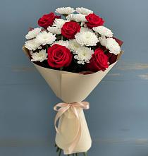 Букет цветов из:  Розы и Хризантемы в Поселок кирпичного завода