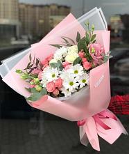 Букет цветов из:  Розы, Лизиантусы и Хризантемы в Поселок кирпичного завода