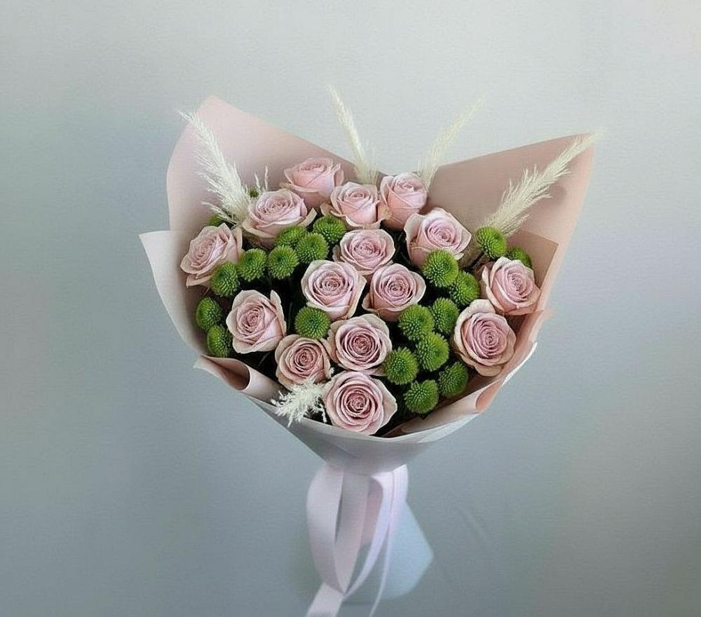 Букет цветов из: Розы и Хризантемы в Поселок кирпичного завода