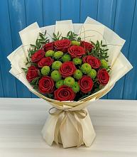 Букет цветов из:  Розы и Хризантемы в Поселок кирпичного завода