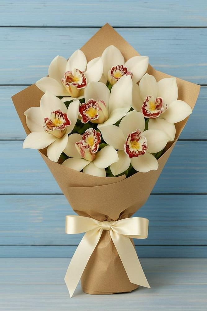 Букет цветов из: Орхидеи и Розы в Поселок кирпичного завода