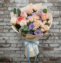 Букет цветов из:  Розы, Лизиантусы и Гвоздики #REPLACE_PRED# Поселок кирпичного завода